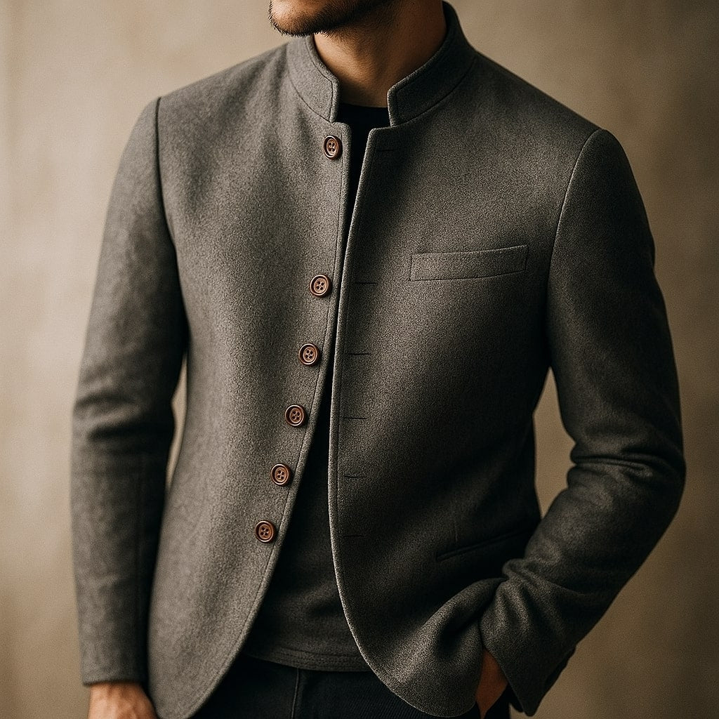 HENDERSON  | Wool Jacket with Straight Collar
