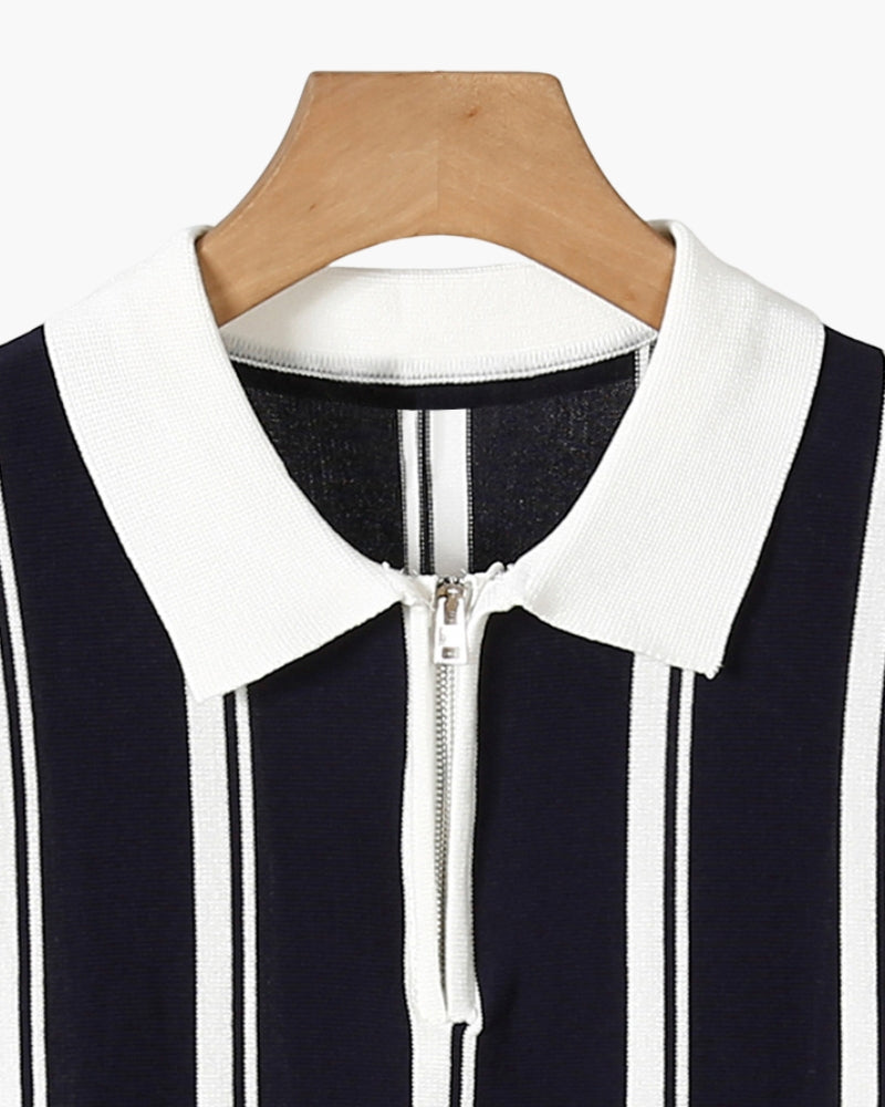 HENDERSON™ | STRIPED HALF-ZIP KNIT POLO