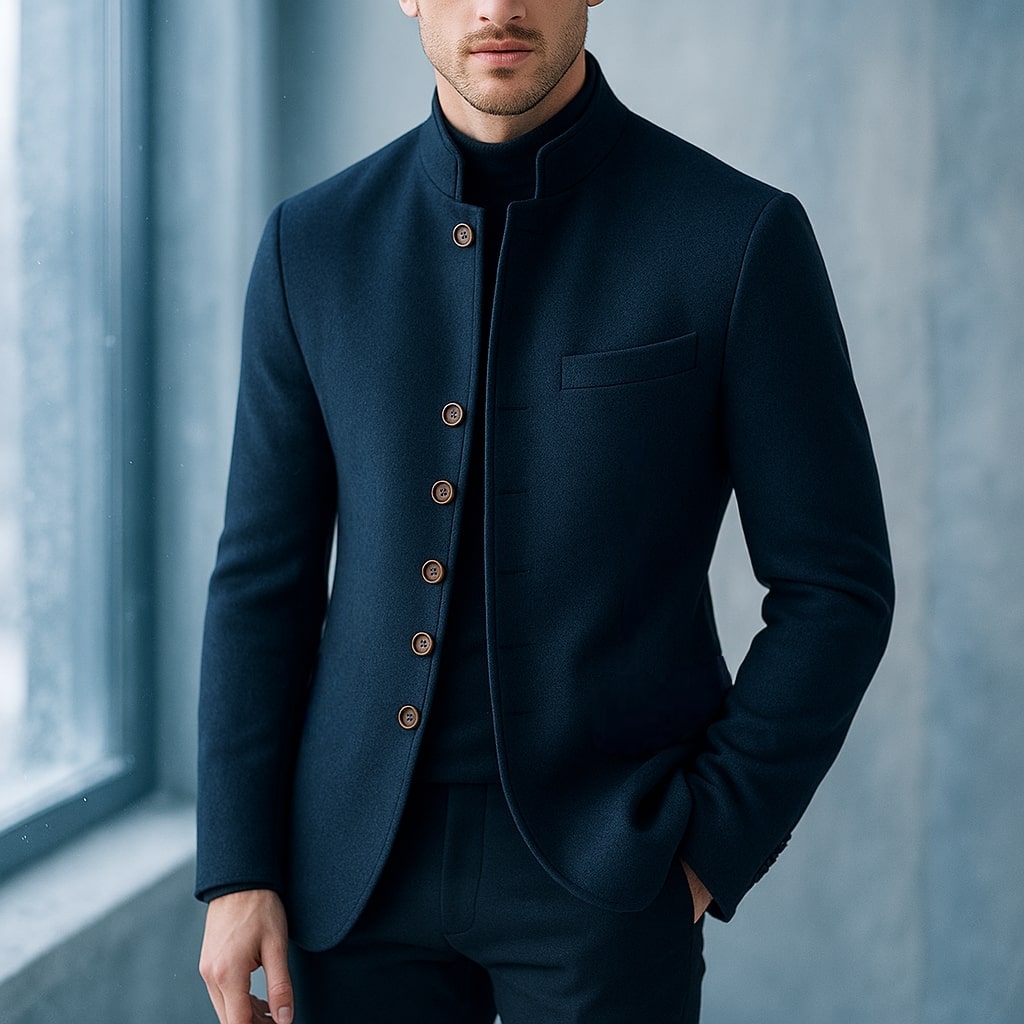 HENDERSON  | Wool Jacket with Straight Collar