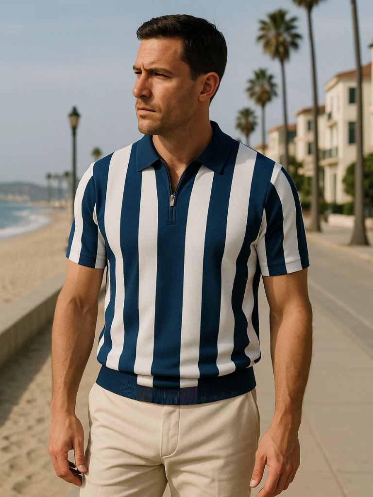 HENDERSON™ | Striped Zip Polo
