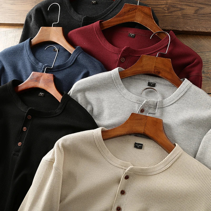 HENDERSON™ | Waffle-Knit Long Sleeve Henley