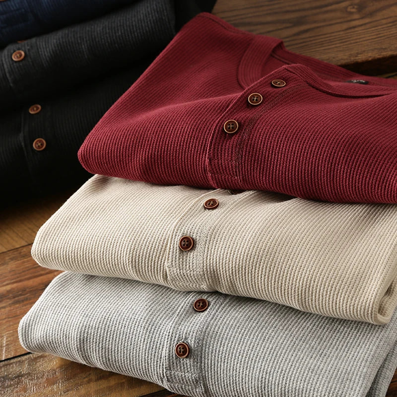 HENDERSON™ | Waffle-Knit Long Sleeve Henley