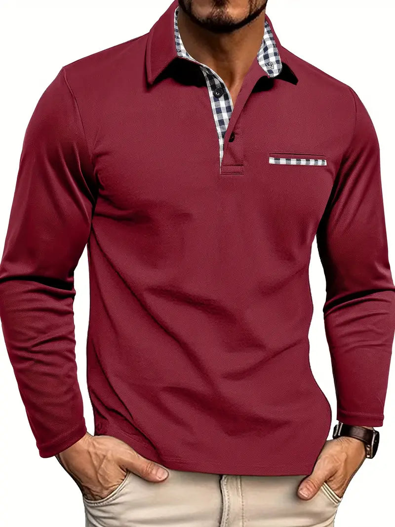 HENDERSON™ | Check-Trim Long Sleeve Polo