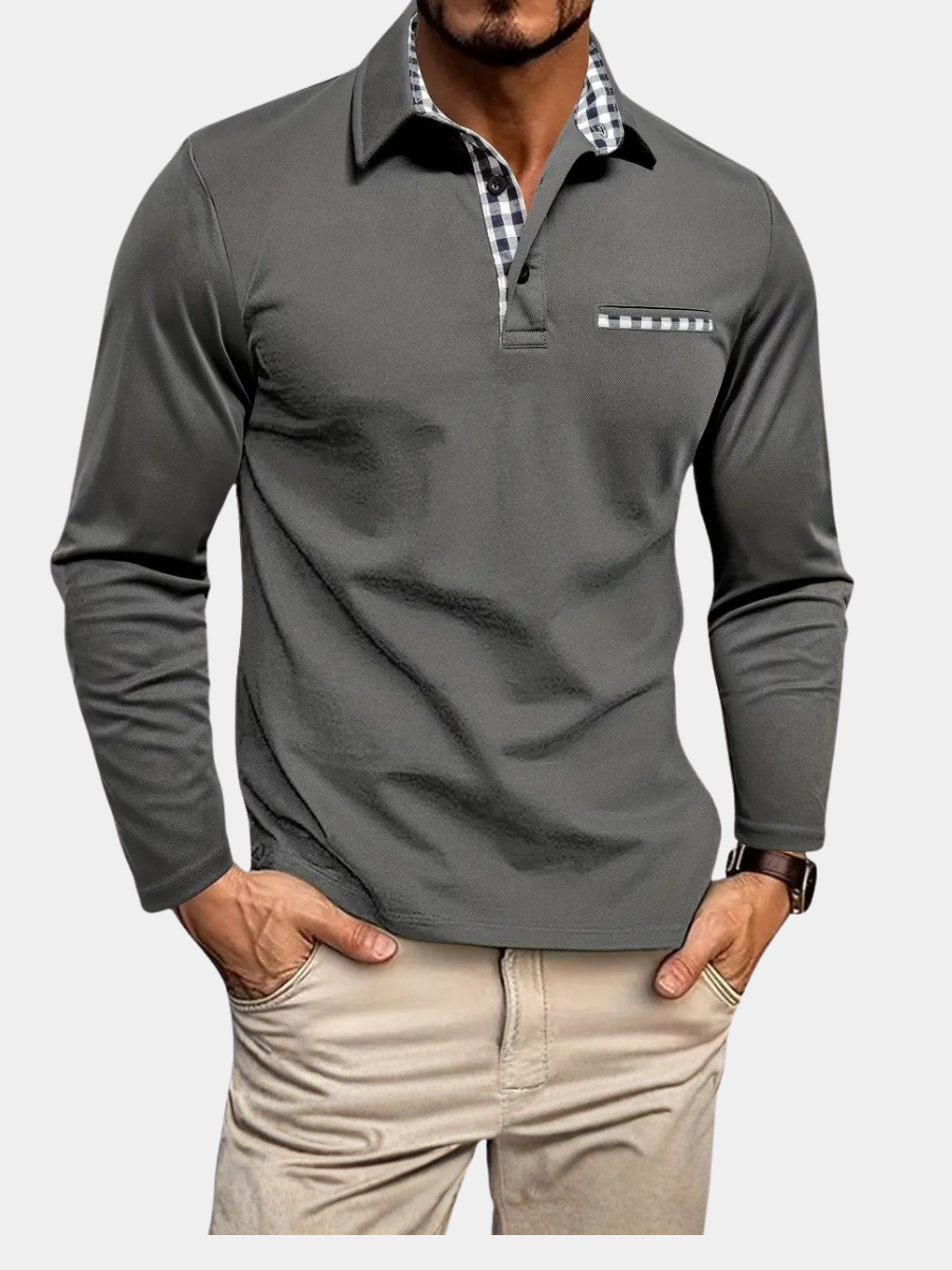 HENDERSON™ | Check-Trim Long Sleeve Polo