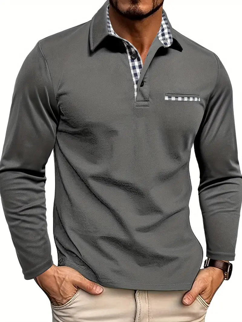 HENDERSON™ | Check-Trim Long Sleeve Polo